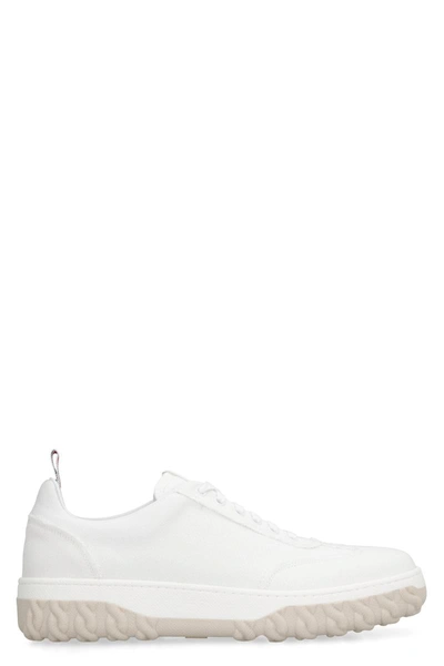 Shop Thom Browne Field Canvas Sneakers In White