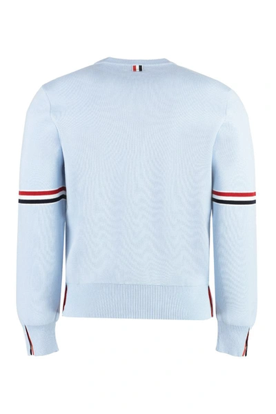 Shop Thom Browne Long Sleeve Crew-neck Sweater In Blue
