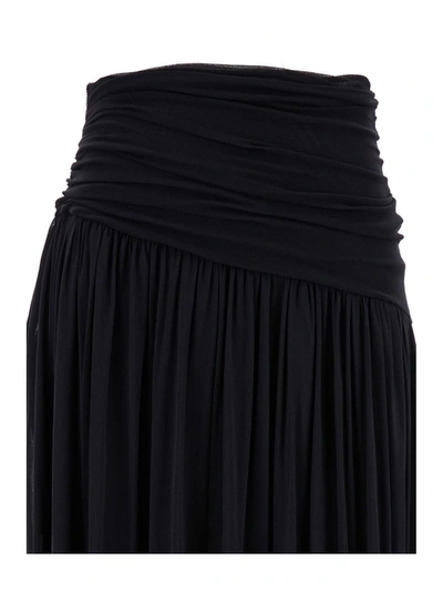 Shop Philosophy Di Lorenzo Serafini Black Longuette Pleated Skirt In Polyamide Jersey Woman