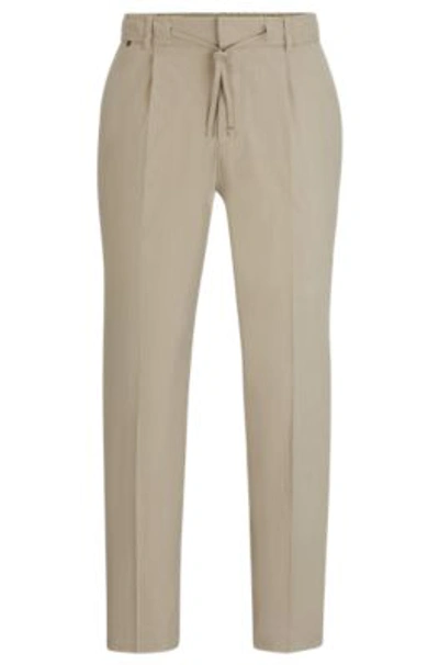 Hugo Boss Relaxed-fit Trousers In A Linen Blend In Khaki