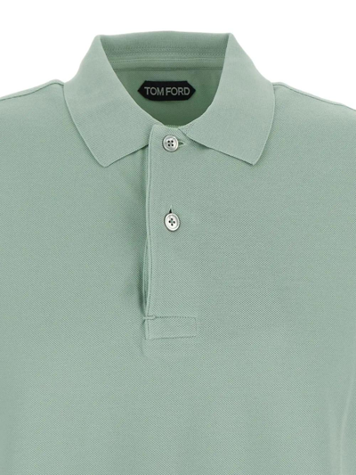 Shop Tom Ford Cotton Polo In Pale Mint