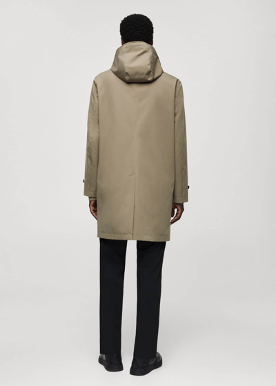 Mango Water-repellent Hooded Parka Khaki In Kaki