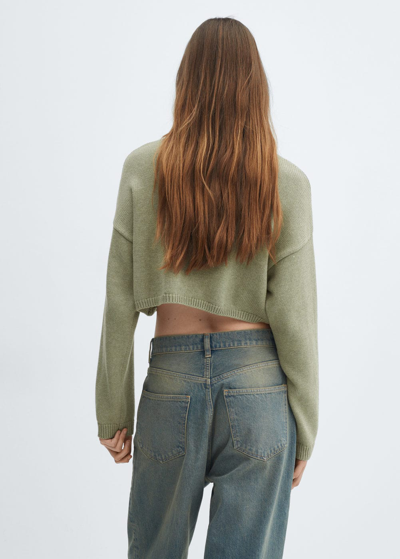 Mango Turtleneck Knitted Sweater Khaki In Kaki