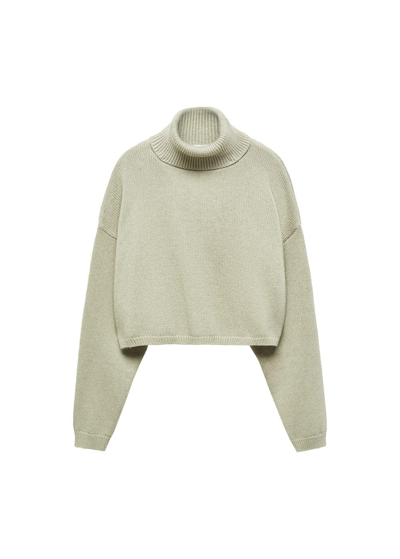 Mango Turtleneck Knitted Sweater Khaki In Kaki
