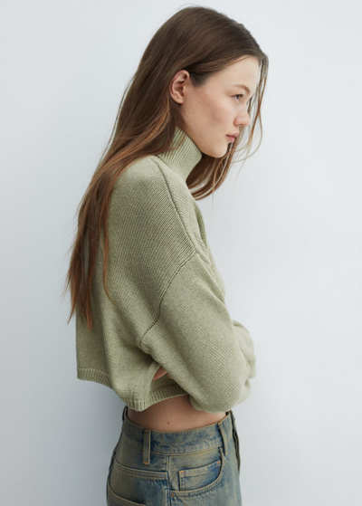 Mango Turtleneck Knitted Sweater Khaki In Kaki