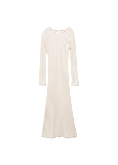 Shop Mango Ribbed Knit Dress Sand In Sable
