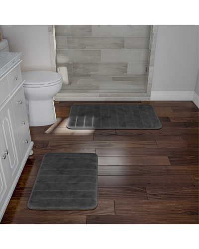 Shop Lavish Home 2pc Memory Foam Quick Dry Bath Mat In Grey