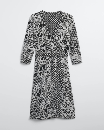 Shop White House Black Market 3/4 Sleeve Reversible Wrap Dress In Lacing L Black W/ecru