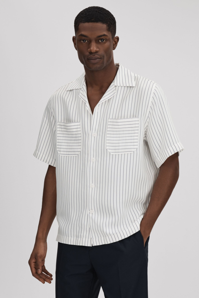 Reiss Anchor Striped Boxy Top In White/navy