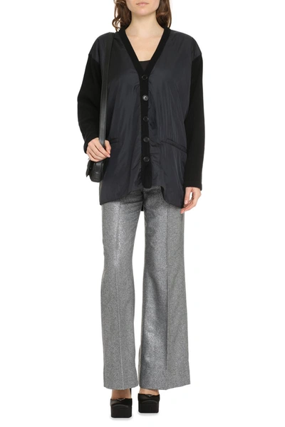 Shop Aspesi Cardigan With Padded Front Panel In Black