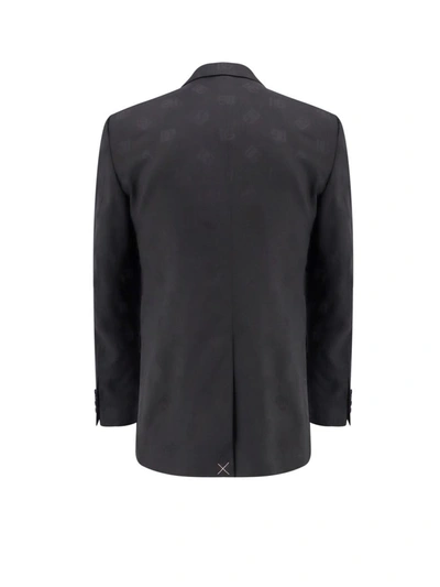 Dolce & Gabbana Wool Blazer With All-over Monogram In Black