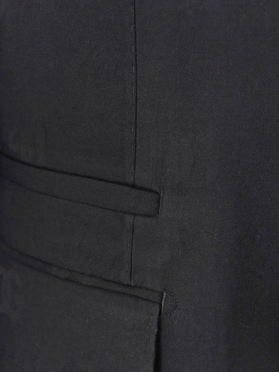 Dolce & Gabbana Wool Blazer With All-over Monogram In Black