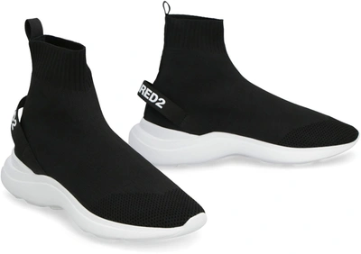 Shop Dsquared2 Fly Knitted Sock-sneakers In Black