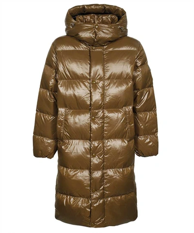 Shop Duvetica Timavo Long Down Jacket In Brown