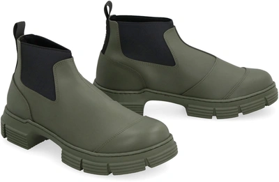 Shop Ganni Crop City Rubber Boots In Green