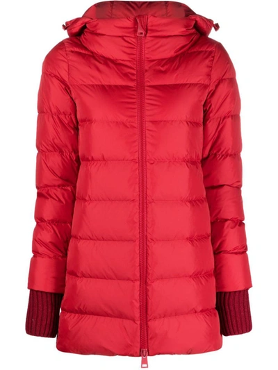 Shop Herno Nylond Midi Down Jacket In Red
