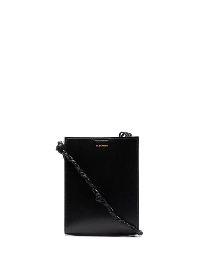 Shop Jil Sander Tangle Ring Small Leather Crossbody Bag In Black