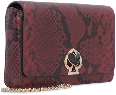 Shop Kate Spade Nicola Printed Leather Wallet On Chain In Burgundy
