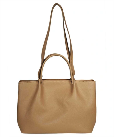 Shop Max Mara Leather Tote In Brown