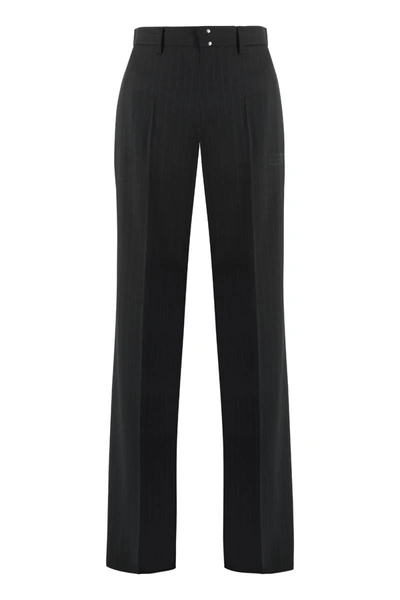 Shop Mm6 Maison Margiela Wool Blend Trousers In Black