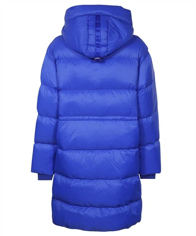 Shop Parajumpers Eira Long Hooded Down Jacket In Blue