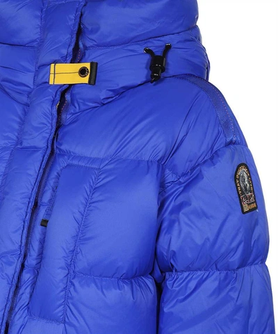 Shop Parajumpers Eira Long Hooded Down Jacket In Blue