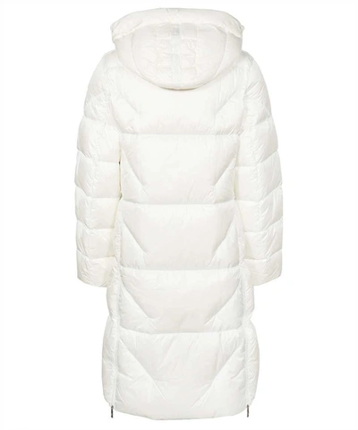 Shop Parajumpers Leonie Long Hooded Down Jacket In White