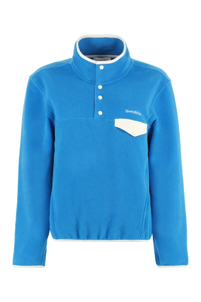 Shop Sporty And Rich Sporty & Rich Stand-up Collar Fleece Sweatshirt In Blue