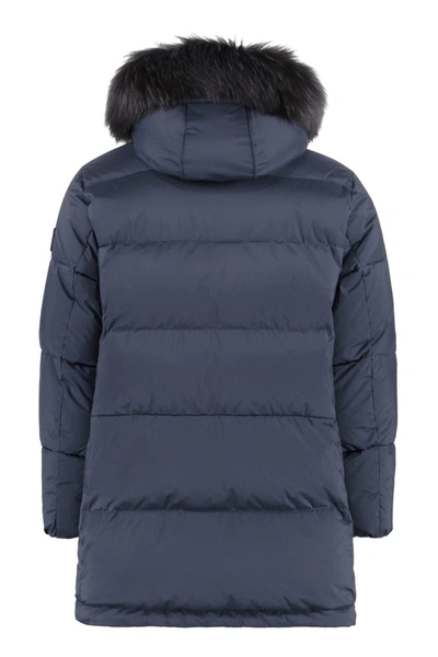 Shop Tatras Hooded Nylon Down Jacket In Blue