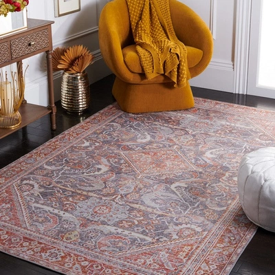 Safavieh Tucson Tsn125f Power Loomed Grey / Rust Washable Rug