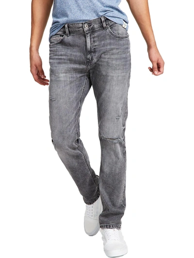 Shop Sun + Stone Mens Ripped Stretch Straight Leg Jeans In Grey