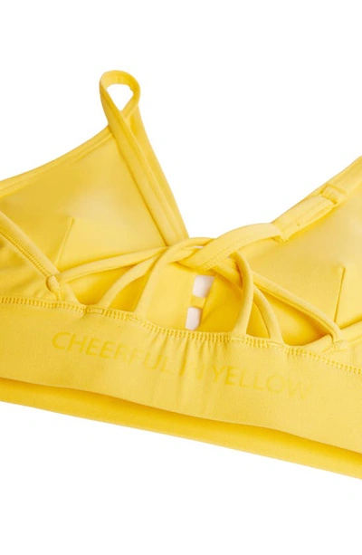 Shop Sweaty Betty Super Soft Strappy Back Sports Bra In Cheerful Yellow