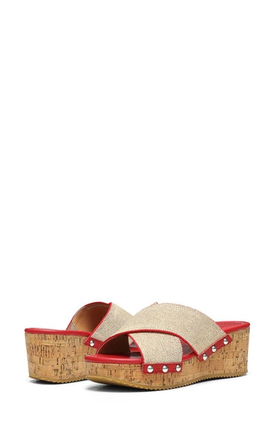 Donald Pliner Summer Platform Wedge Sandal In Tomato