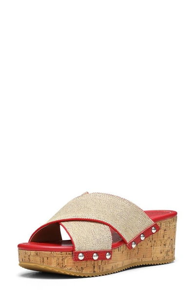 Donald Pliner Summer Platform Wedge Sandal In Tomato