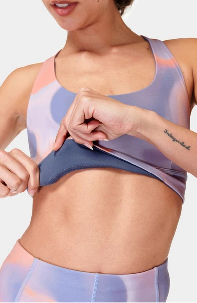 Shop Sweaty Betty Reversible Yoga Sports Bra In Orange Print Endless Blue