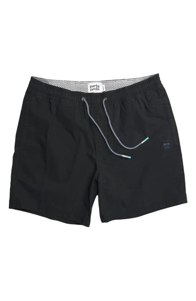 Party Pants Solid Vintage Volley Swim Shorts In Black