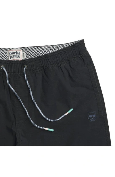 Party Pants Solid Vintage Volley Swim Shorts In Black