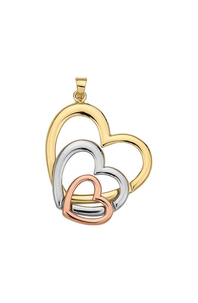 Shop Best Silver 14k Gold Tri-tone Triple Heart Pendant