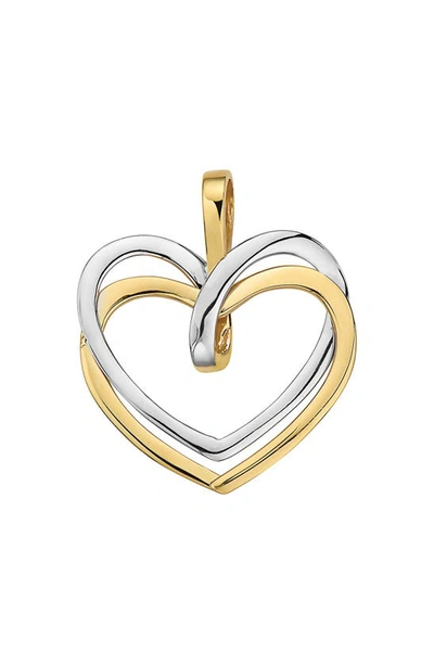 Shop Best Silver 14k Gold Two-tone Interlocking Hearts Pendant In 2tone