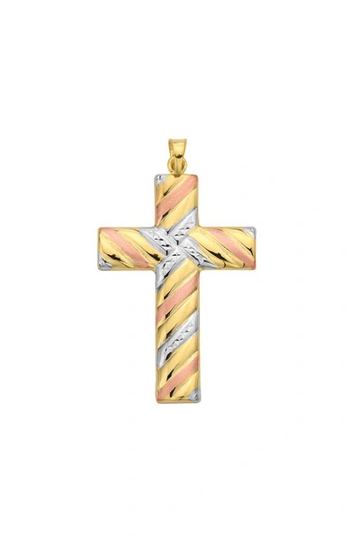 Shop Best Silver 14k Gold Tri-tone Cross Pendant In 3tone