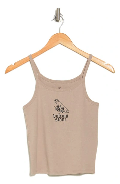 Shop Volcom Cotton Graphic Tank In Taupe