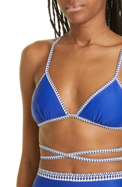 Shop Lemlem Lena Wrap Triangle Bikini Top In Royal Blue