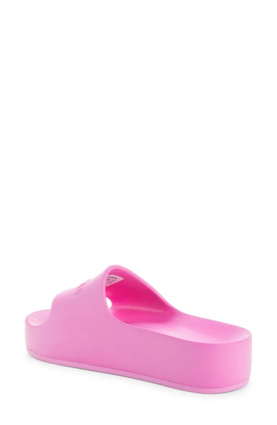Shop Balenciaga Logo Platform Slide Sandal In Pink