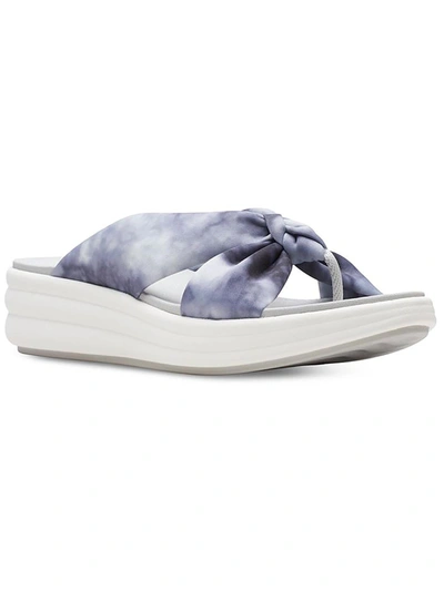 Shop Cloudsteppers By Clarks Drift Ave Womens Tie-dye Cushioned Wedge Sandals In Grey