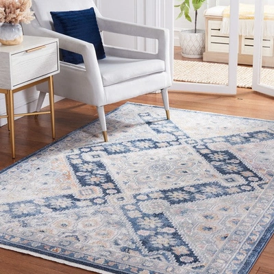 Safavieh Blair Washable Blr220f Flat Weave Grey / Navy Washable Rug