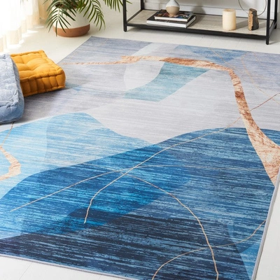 Safavieh Tacoma Tac836m Power Loomed Blue / Gold Washable Rug