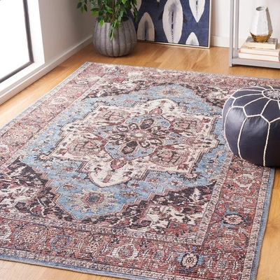 Safavieh Serapi Sep622m Power Loomed Blue / Rust Washable Rug