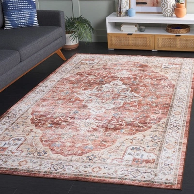 Safavieh Santa Monica Stm556q Power Loomed Rust / Gold Washable Rug