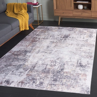 Safavieh Santa Monica Stm318b Power Loomed Beige / Charcoal Washable Rug