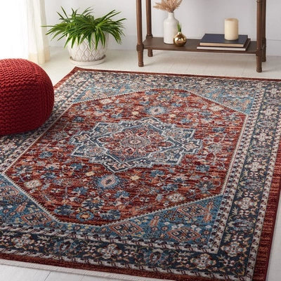 Safavieh Bayside Bay110q Flat Weave Red / Blue Washable Rug